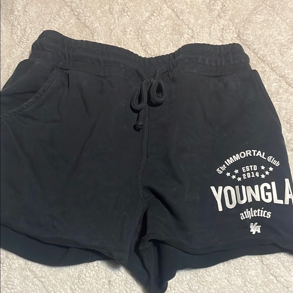 YoungLA Black Athletic Shorts with Elastic Waistband